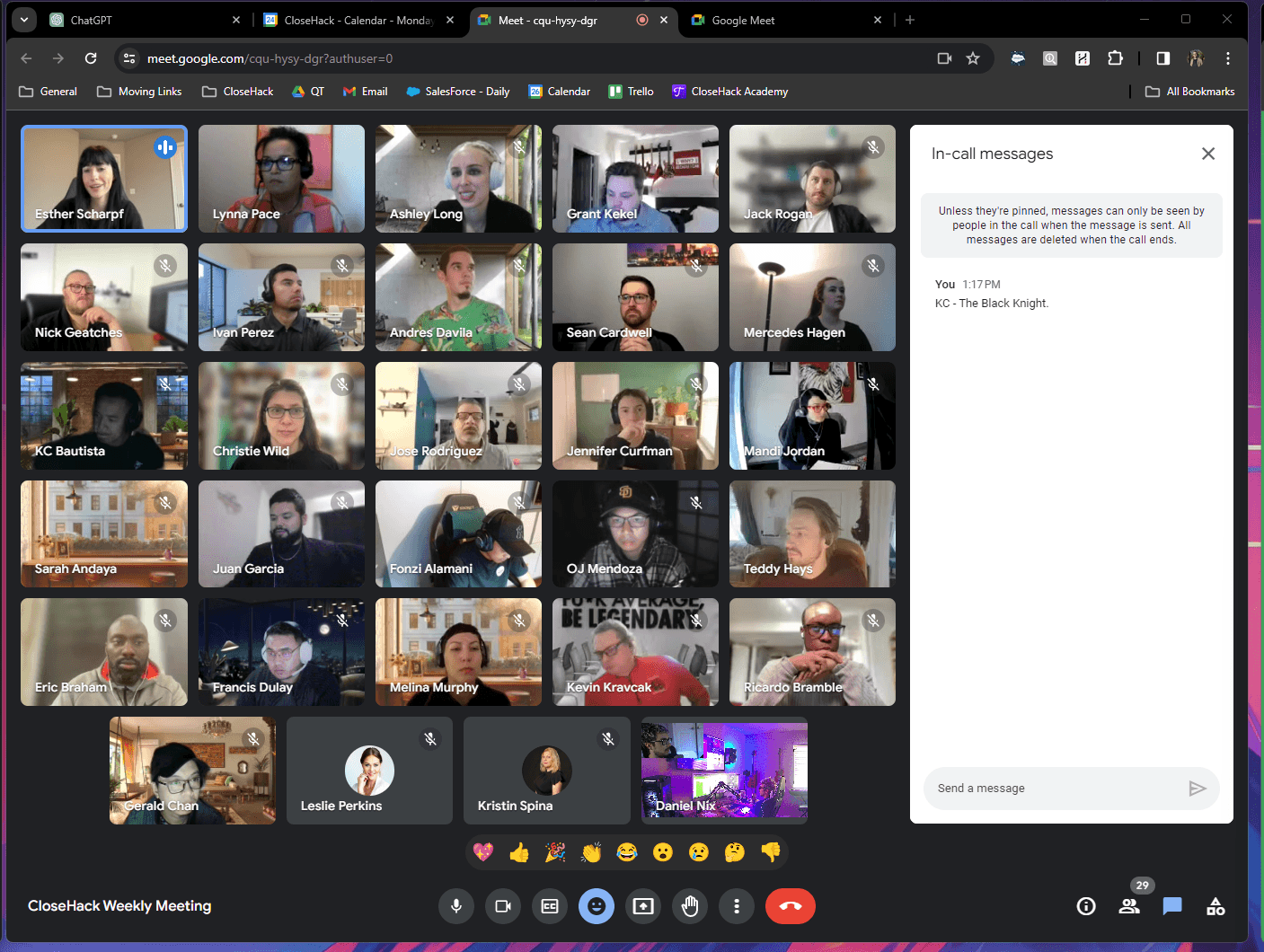 The CloseHack team on a company-wide Google Hangout